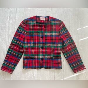 Vintage Pendleton Plaid
Woolen Mills Virgin Wool Button Down Holiday Jacket sz 6